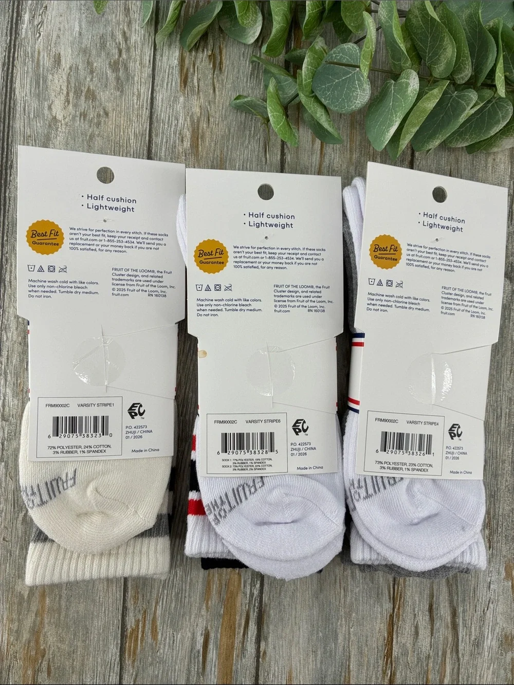 Men’s Fruit Of The Loom Americana Crew Socks 3, 2-Packs Size 6-12